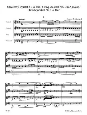 String Quartet No. 1 in a Major Op. 2 - Dvorak - Study Score - String Quartet