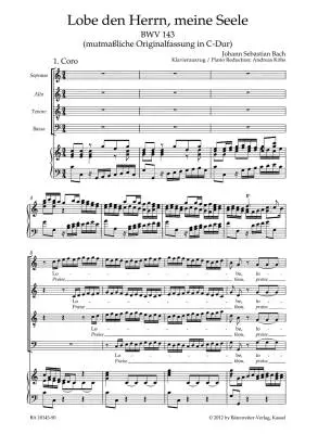 Praise Thou the Lord, o My Spirit BWV 143 - Bach - Vocal Score, Urtext Edition
