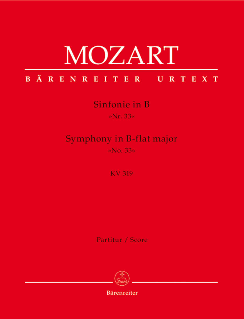 Symphony No. 33 in B-flat Major K. 319 - Mozart - Score, Urtext Edition