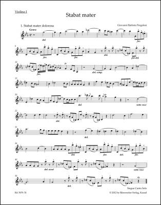 Stabat Mater for Soprano, Alto, Strings and Basso Continuo - Pergolesi - Violin I Part, Urtext Edition