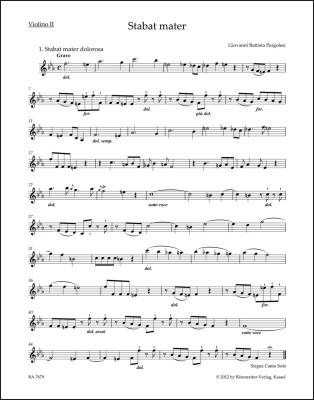 Stabat Mater for Soprano, Alto, Strings and Basso Continuo - Pergolesi - Violin II Part, Urtext Edition