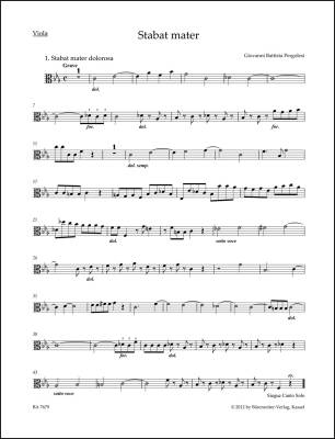 Stabat Mater for Soprano, Alto, Strings and Basso Continuo - Pergolesi - Viola Part, Urtext Edition