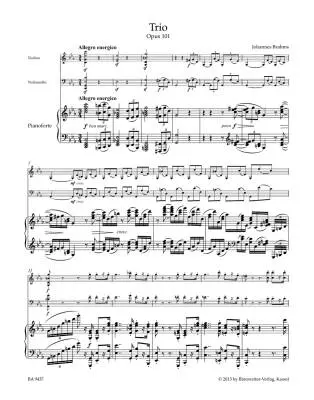 Trio for Violin, Violoncello and Piano Op. 101 - Brahms - Performance Score, Part, Urtext Edition - Piano Trio