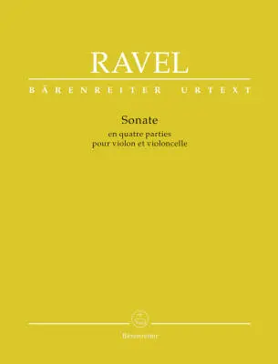 Baerenreiter Verlag - Sonata in Four Parts for Violin and Violoncello - Ravel - Performance Scores (2), Urtext Edition - Violin, Violoncello