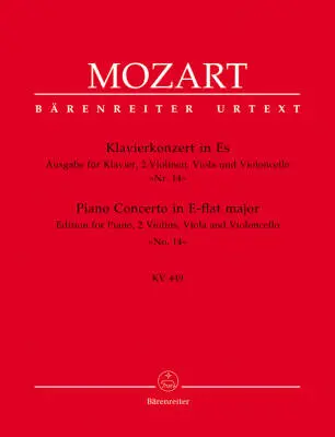 Baerenreiter Verlag - Concerto No. 14 in E-flat Major K. 449 - Mozart - Piano Reduction, Set of Parts, Urtext Edition - Piano Quintet