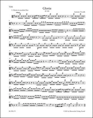 Baerenreiter Verlag - Gloria RV 589 - Vivaldi - Viola Part, Urtext Edition