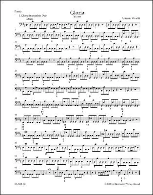 Baerenreiter Verlag - Gloria RV 589 - Vivaldi - Cello/Double Bass Part, Urtext Edition