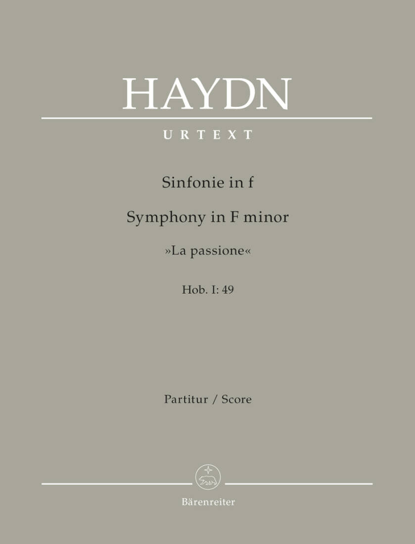 Symphony in F Minor Hob. I:49 \'\'la Passione\'\' - Haydn - Score, Urtext Edition - Chamber Orchestra