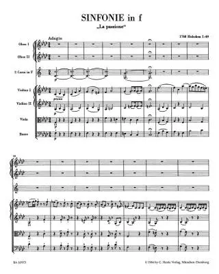 Symphony in F Minor Hob. I:49 \'\'la Passione\'\' - Haydn - Score, Urtext Edition - Chamber Orchestra