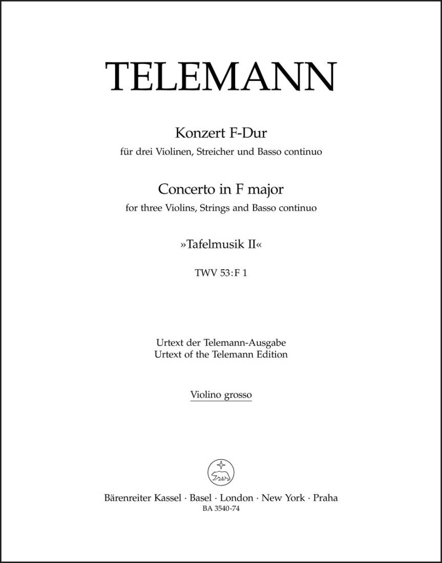 Concerto in F Major TWV 53:F1 - Telemann - Violin Part, Urtext Edition