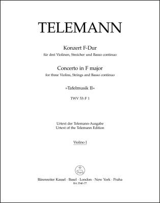 Concerto in F Major TWV 53:F1 - Telemann - Violin Solo I Part, Urtext Edition