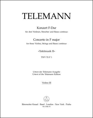 Concerto in F Major TWV 53:F1 - Telemann - Violin Solo III Part, Urtext Edition