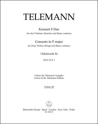 Concerto in F Major TWV 53:F1 - Telemann - Violin Solo III Part, Urtext Edition