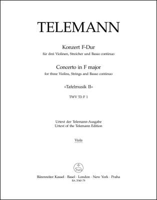 Concerto in F Major TWV 53:F1 - Telemann - Viola Part, Urtext Edition