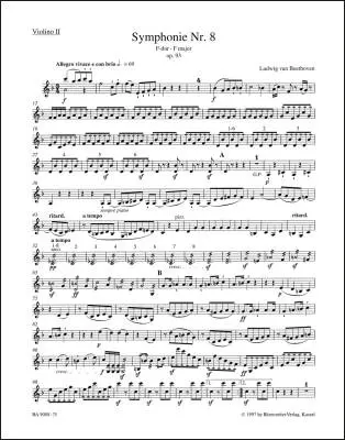 Symphony No. 8 in F Major Op. 93 - Beethoven - Violin II Part, Urtext Edition