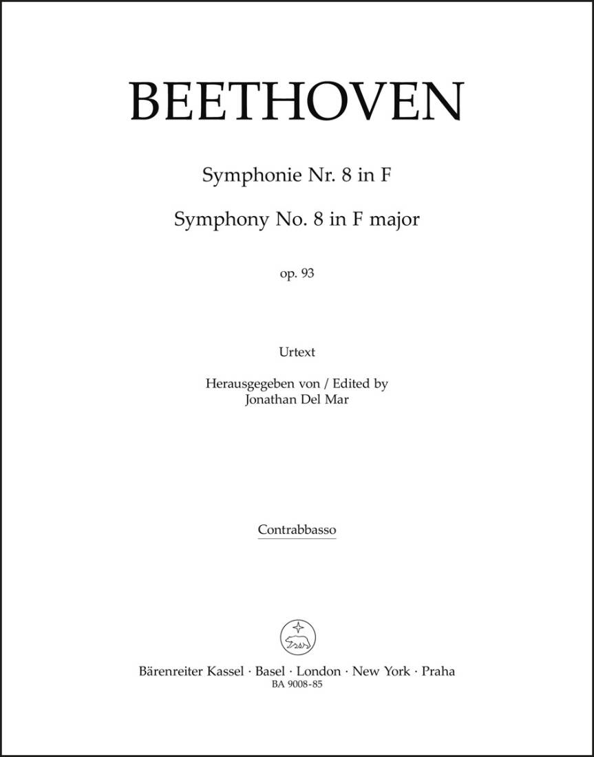 Symphony No. 8 in F Major Op. 93 - Beethoven - Double Bass Part, Urtext Edition