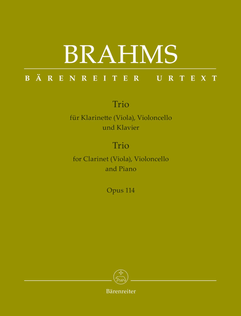 Trio fur Klarinette (Viola), Violoncello und Klavier Op. 114 - Brahms - Performance Score, Set of Parts, Urtext Edition - Piano Trio