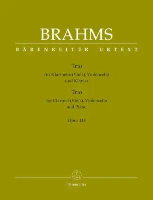 Baerenreiter Verlag - Trio fur Klarinette (Viola), Violoncello und Klavier Op. 114 - Brahms - Performance Score, Set of Parts, Urtext Edition - Piano Trio