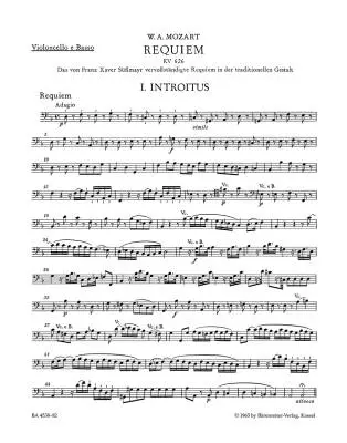 Requiem K. 626 - Mozart/ Sussmayr - Cello/Double Bass Part, Urtext Edition