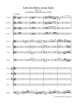 Praise Thou the Lord, o My Spirit BWV 143 - Bach - Study Score, Urtext Edition