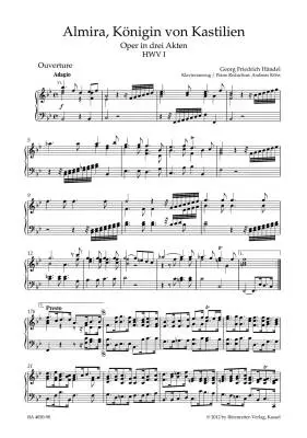 Almira, Queen of Castile HWV 1 - Handel - Vocal Score, Urtext Edition