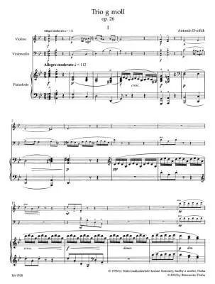 Piano Trio for Piano, Violin and Violoncello in G Minor Op. 26 - Dvorak - Score, Set of Parts - Piano Trio