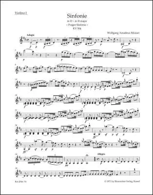 Symphony No. 38 in D Major K. 504 \'\'Prague Symphony\'\' - Mozart - Violin I Part, Urtext Edition