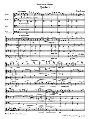 Quartett fur Zwei Violinen, Viola und Violoncello - Franck - Study Score, Urtext Edition
