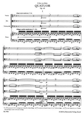 Quatuor for Piano, Violin, Viola and Violoncello in G Minor Op. 45 N 92 - Faure - Score, Set of Parts, Urtext Edition - Piano Quartet