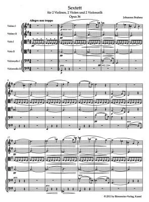 Sextet for 2 Violins, 2 Violas and 2 Violoncellos in G Major Op. 36 - Brahms - Study Score, Urtext Edition
