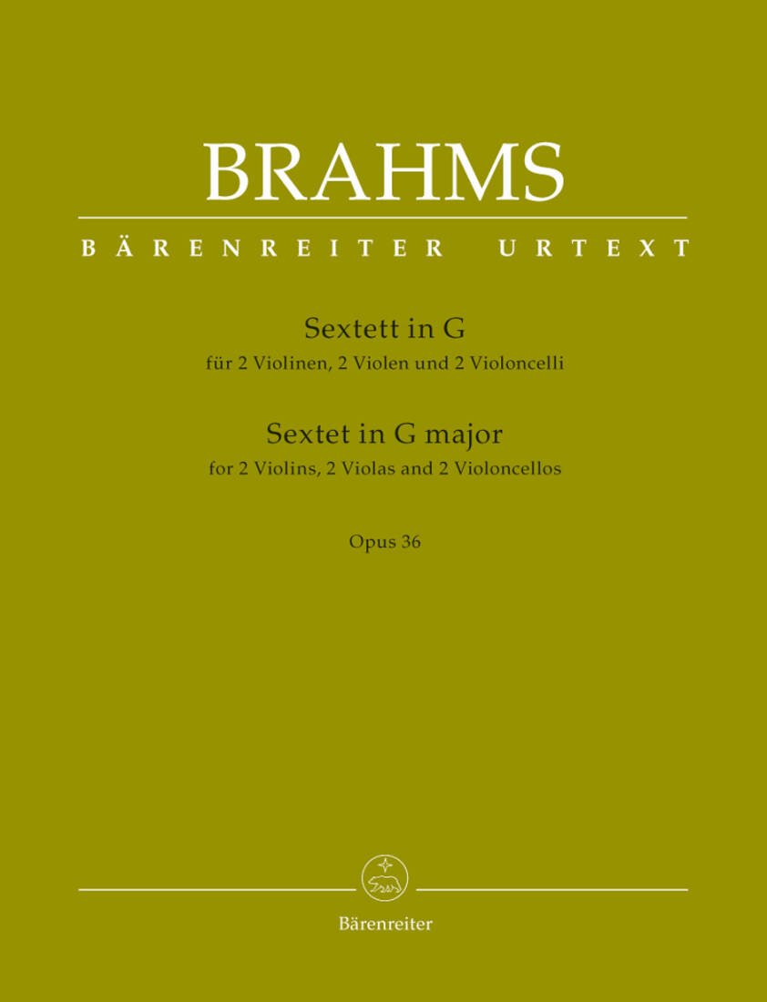 Sextet for 2 Violins, 2 Violas and 2 Violoncellos in G Major Op. 36 - Brahms - Set of Parts, Urtext Edition - String Sextet