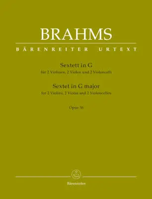 Baerenreiter Verlag - Sextet for 2 Violins, 2 Violas and 2 Violoncellos in G Major Op. 36 - Brahms - Set of Parts, Urtext Edition - String Sextet
