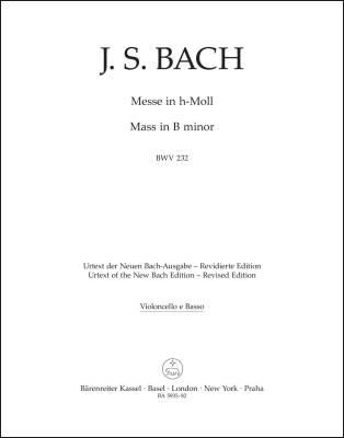 Mass in B Minor BWV 232 - Bach - Cello/Double Bass Part, Urtext Edition