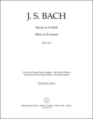 Baerenreiter Verlag - Mass in B Minor BWV 232 - Bach - Cello/Double Bass Part, Urtext Edition