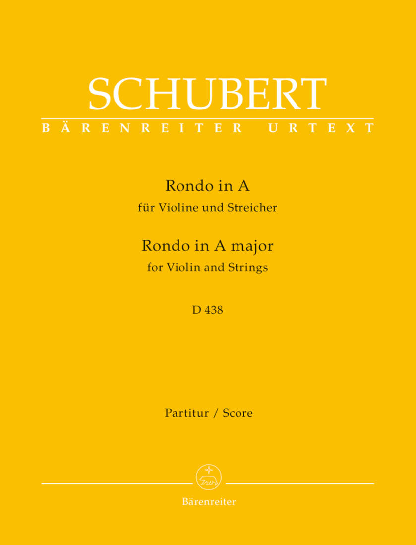 Rondo for Violin and Strings in a Major D 438 - Schubert - Score, Urtext Edition