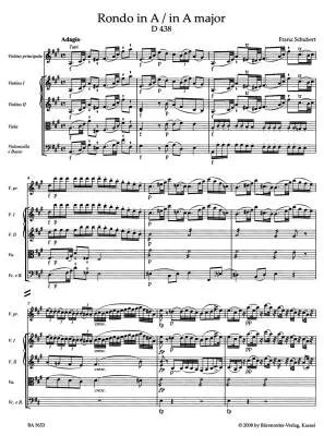 Rondo for Violin and Strings in a Major D 438 - Schubert - Score, Urtext Edition