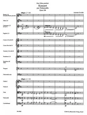 Concerto for Violoncello and Orchestra in B Minor Op. 104 - Dvorak - Score, Urtext Edition - Violoncello, Orchestra