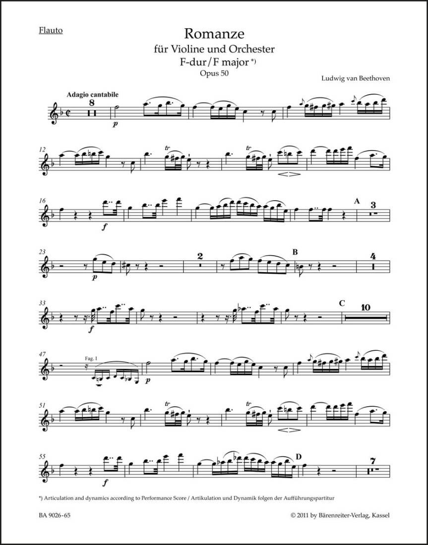 Romances in F Major and G Major Op. 50, 40 - Beethoven - Wind Set, Urtext Edition