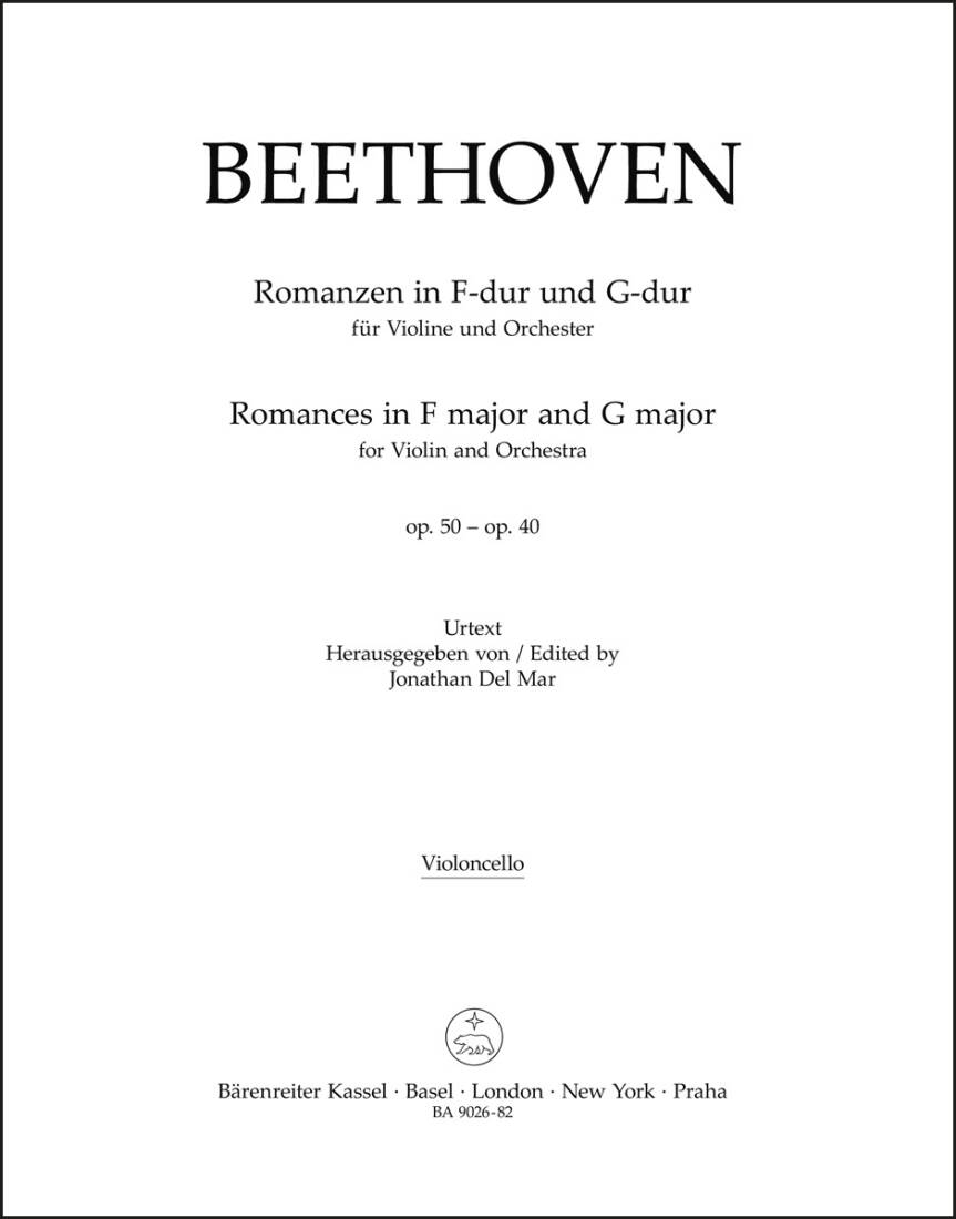 Romances in F Major and G Major Op. 50, 40 - Beethoven - Cello Part, Urtext Edition