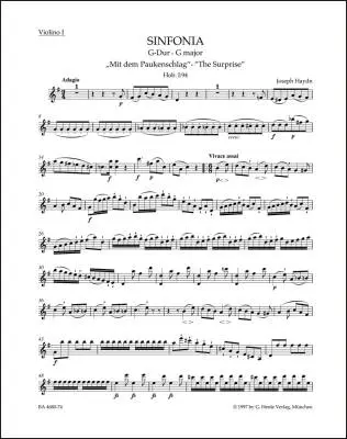 Symphony in G Major Hob. I:94 \'\'the Surprise\'\' - Haydn - Violin I Part, Urtext Edition