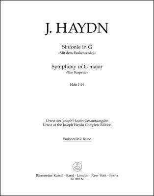 Symphony in G Major Hob. I:94 ''the Surprise'' - Haydn - Cello/Double Bass Part, Urtext Edition