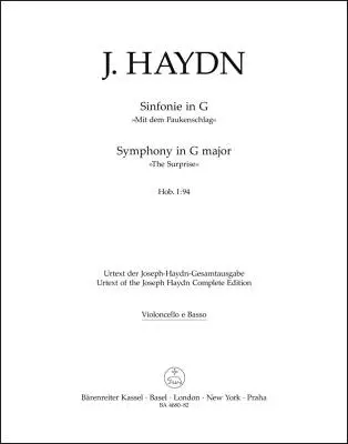 Symphony in G Major Hob. I:94 \'\'the Surprise\'\' - Haydn - Cello/Double Bass Part, Urtext Edition