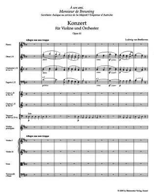 Concerto for Violin and Orchestra in D Major Op. 61 - Beethoven - Study Score, Urtext Edition