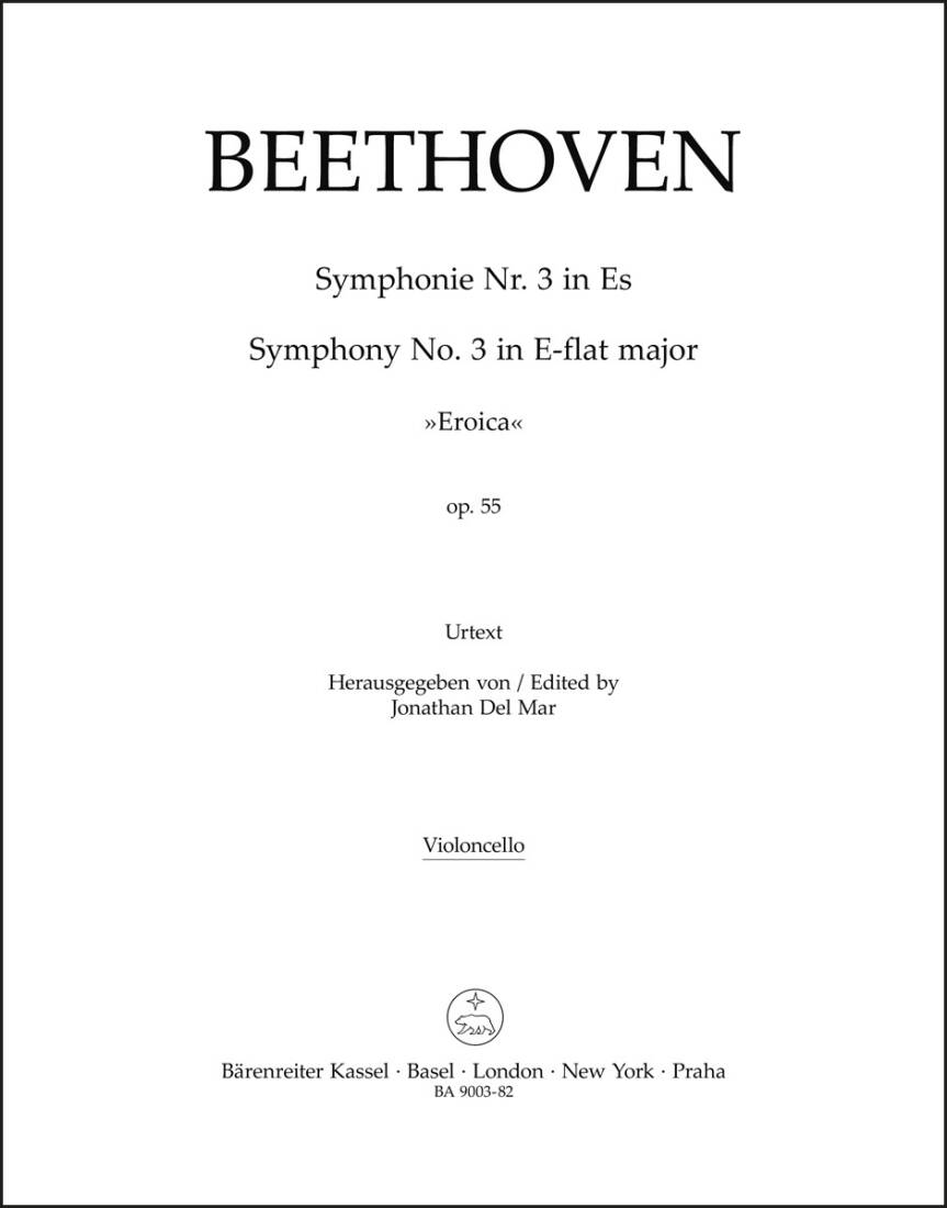 Symphony No. 3 in E-flat Major Op. 55 \'\'Eroica\'\' - Beethoven - Cello Part, Urtext Edition