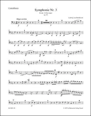 Symphony No. 3 in E-flat Major Op. 55 \'\'Eroica\'\' - Beethoven - Double Bass Part, Urtext Edition