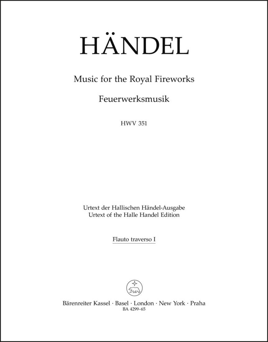 Music for the Royal Fireworks HWV 351 - Handel - Wind Set, Urtext Edition