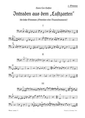 Intraden - Hassler - Cello Part