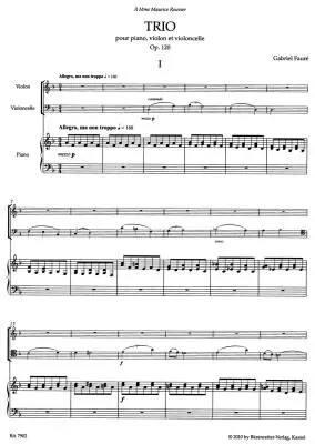 Trio for Piano, Violin and Violoncello Op. 120 - Faure - Performance Score, Set of Parts, Urtext Edition - Piano Trio
