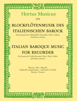 Baerenreiter Verlag - Italian Baroque Music for Treble Recorder - Treble Recorder/Basso Continuo - Book