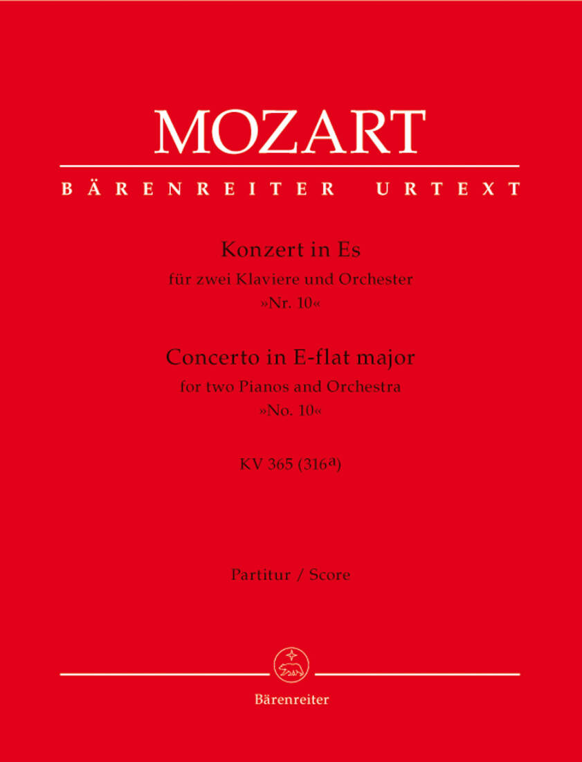 Concerto for Two Pianos and Orchestra No. 10 in E-flat Major K. 365 (316a) - Mozart - Score, Urtext Edition - Pianos, Orchestra